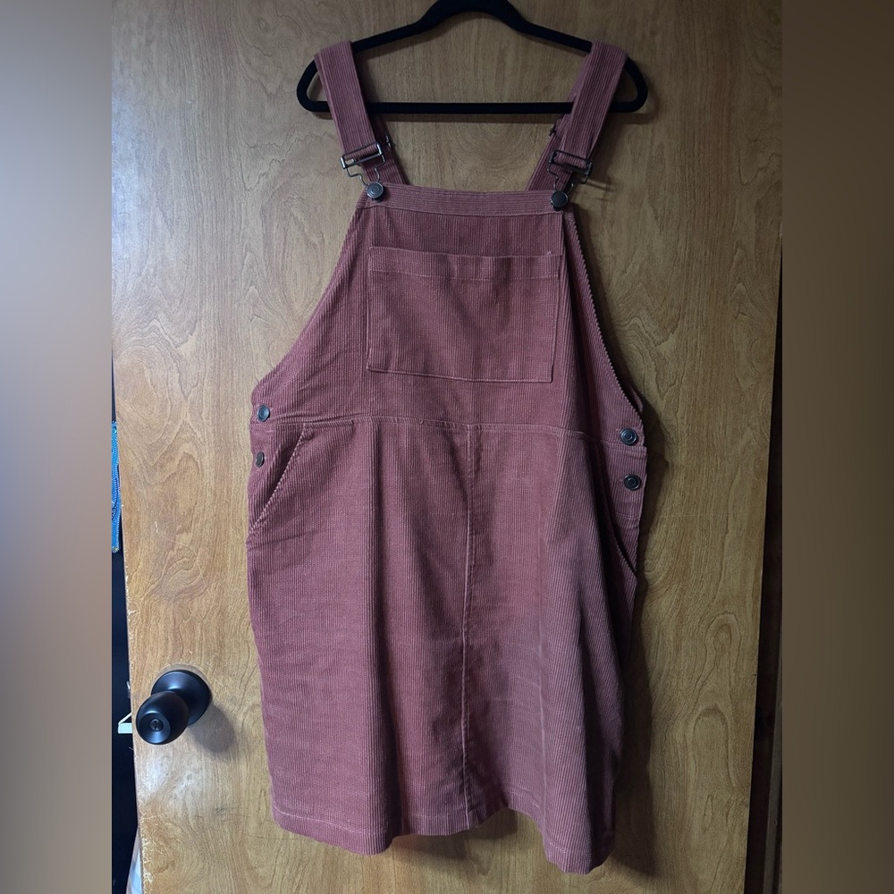 Listicle Corduroy Overall Dress in Rust